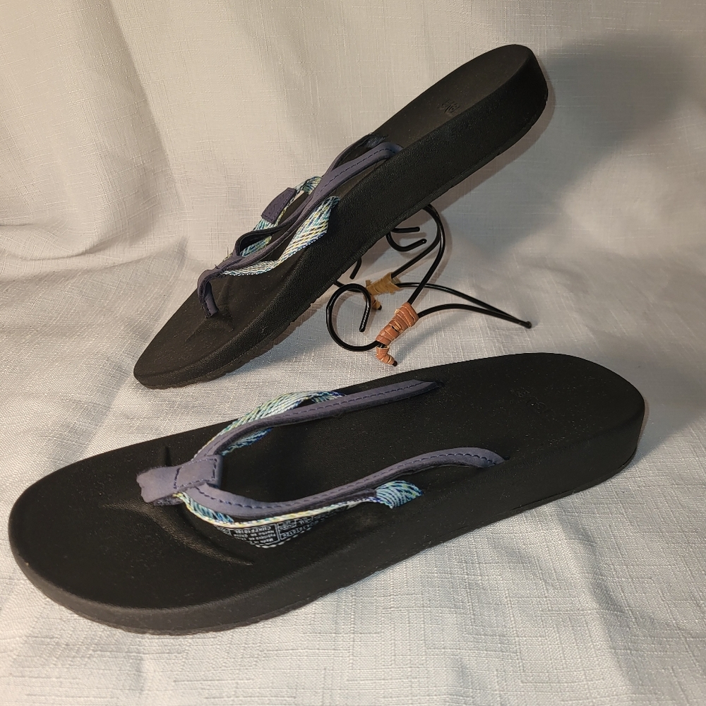 Teva Black Sandal Flip-Flops with Blue and Lavender Straps